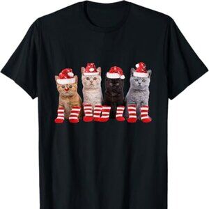 Kittens With Santa Hats Shirt Funny Christmas Cat Meme Tee